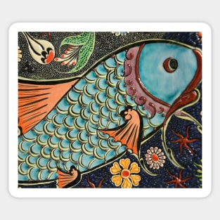 Fancy Fish Mosaic Artsy Pattern Sticker Mug Gifts Sticker